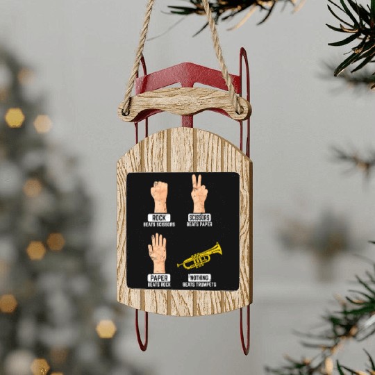 Rock Paper Scissors Nothing Beats Trumpets Trumpet Sled Ornaments