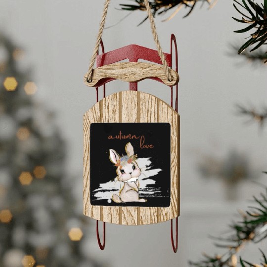 Leaf Autumn Tree Orange Fall Leaves Season Sled Ornaments