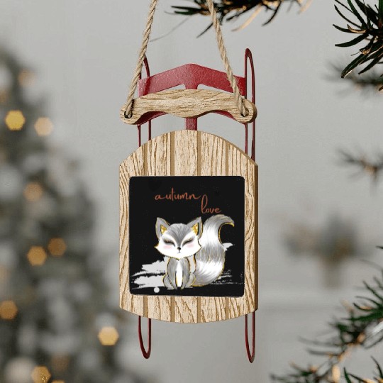 Leaf Autumn Tree Orange Fall Leaves Season Sled Ornaments