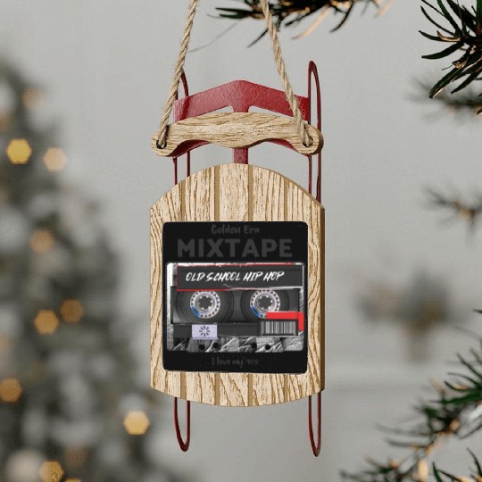Old School Hip Hop cassette Sled Ornaments