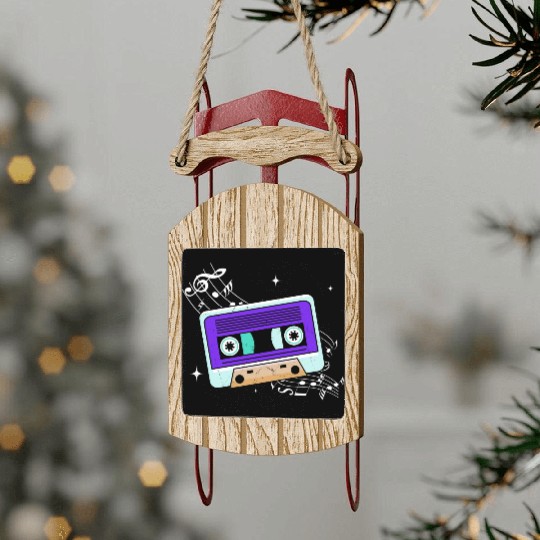 Old School Cassette Mixtape Music Lover Sled Ornaments