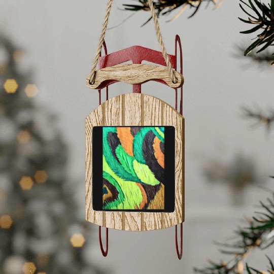 Colorful flow grass art Sled Ornaments