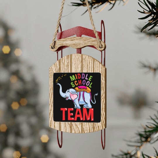 Back To School Elephant Middle School Team Sled Ornaments