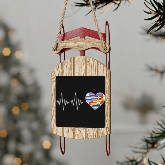 Hearts Beat Spanish Flags Hispanic Heritage Month Sled Ornaments