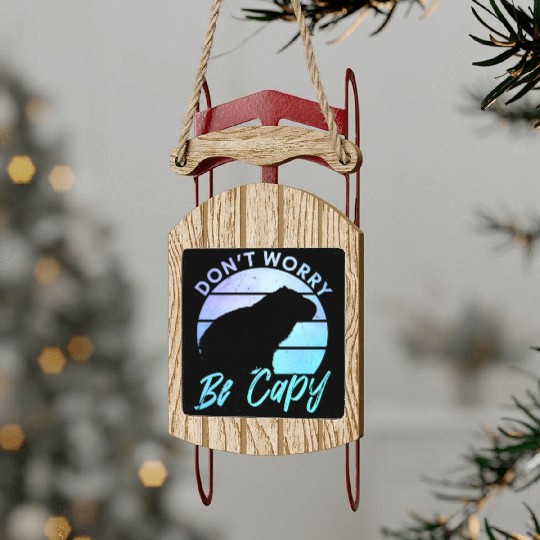 Happy Capybara Animal Lover Sled Ornaments