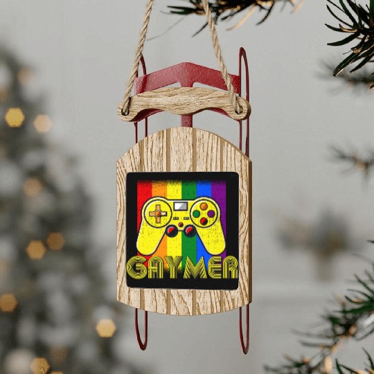 Funny Gaymer Gay Gamer - Pride Rainbow LGBT Sled Ornaments