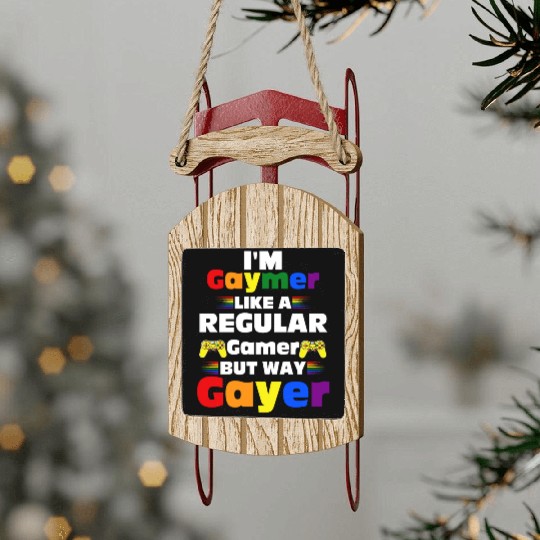 Funny Gaymer Gay Gamer Gayer - Pride Rainbow LGBT Sled Ornaments