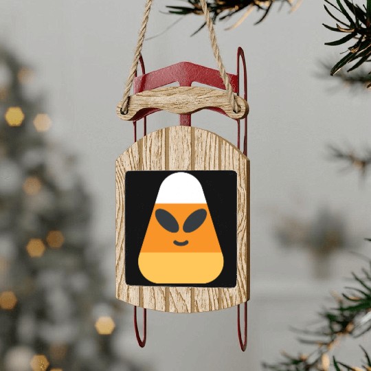 Alien Candy Corn Halloween Costume Sled Ornaments