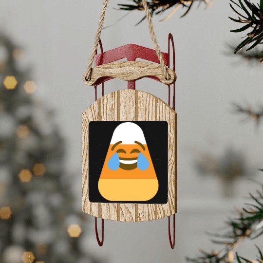 Laughing Candy Corn Halloween Costume Sled Ornaments