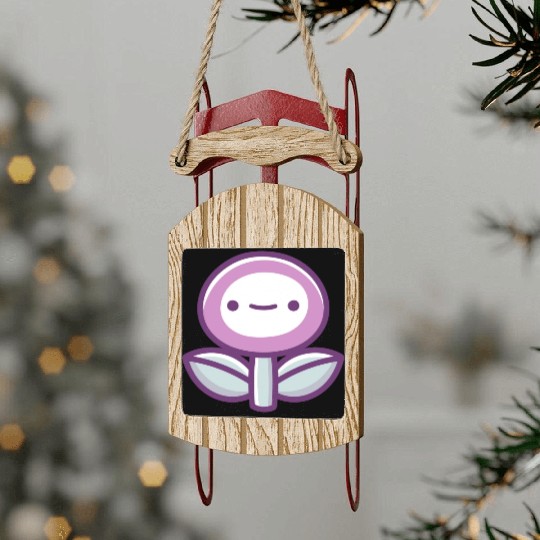 Classic retro kawaii flower power up Sled Ornaments