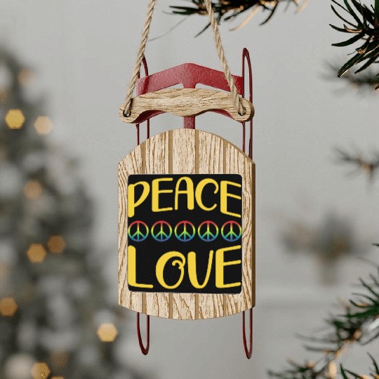 PEACE love Sled Ornaments