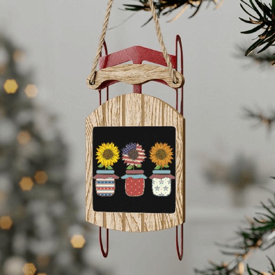 Sunflower American Flowers Women Patriotic Mom Sled Ornaments