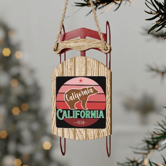 California Bear Flag Sled Ornaments