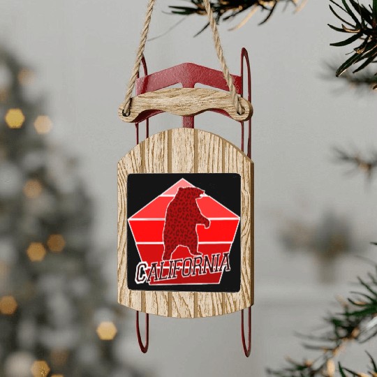 California Bear Flag Sled Ornaments