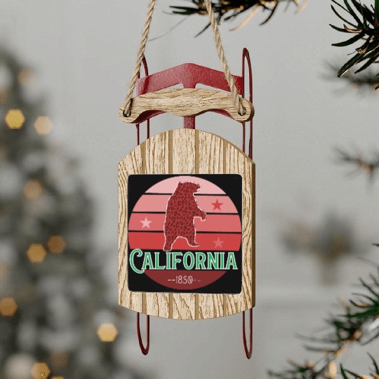 California Bear Flag Sled Ornaments