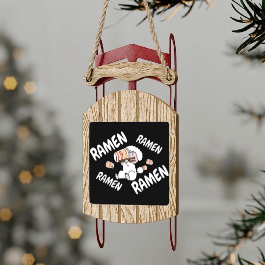Poodle Instant Ramen Noodles Sled Ornaments