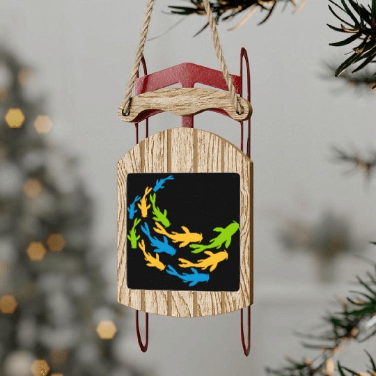 colorful shoal koi fish Sled Ornaments