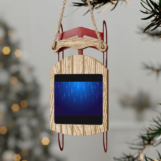 Navy Blue Glowing Neon Dots Sled Ornaments
