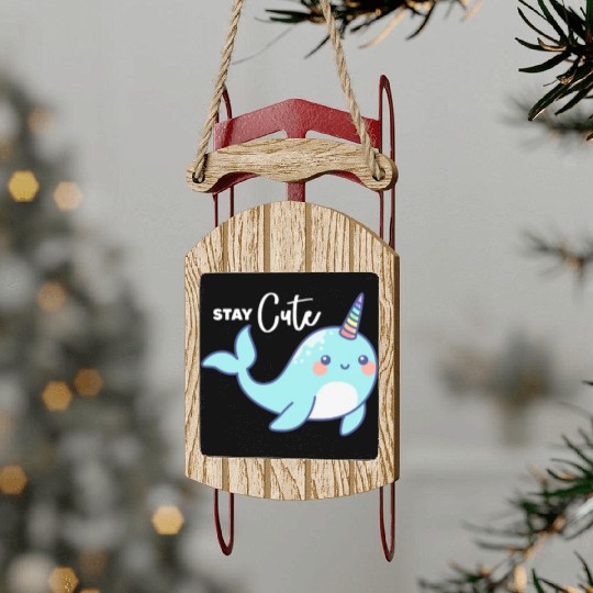 Stay Cute, Narwhal Sled Ornaments