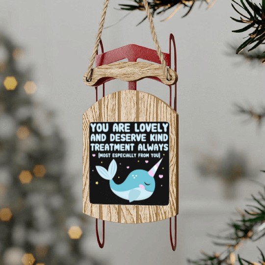 You Are Lovely And Deserve Kind Treatment, Narwhal Sled Ornaments