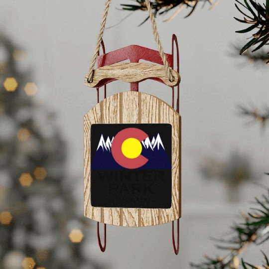 Winter Park Colorado Mountain Sled Ornaments