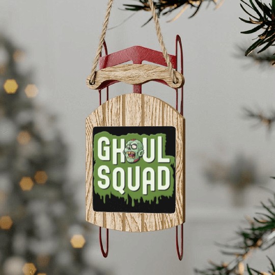 Ghoul Squad Creepy Scary Zombie Cute Halloween Sled Ornaments