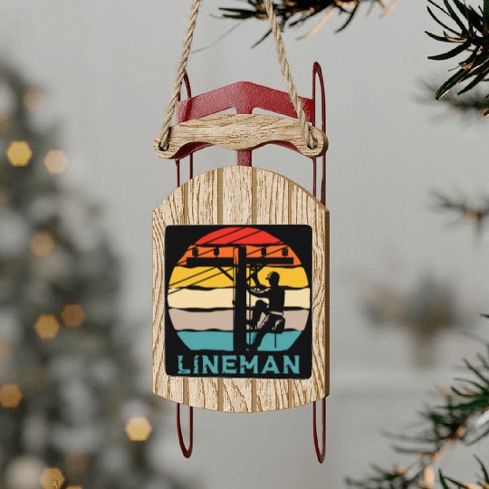 Lineman Retro Vintage Sled Ornaments