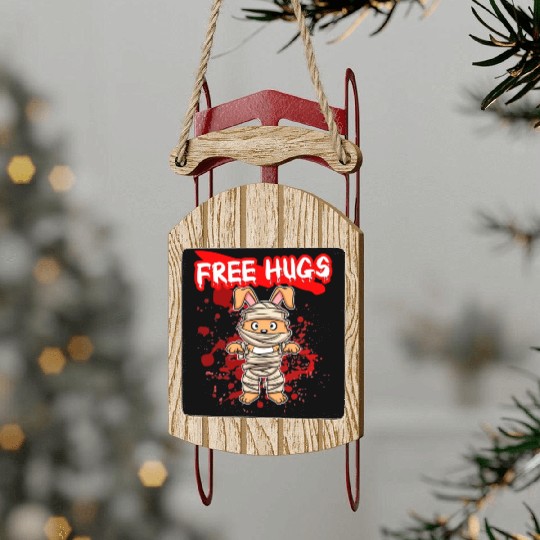 Free Hugs Halloween Sarcasm Scary Creepy Costume Sled Ornaments