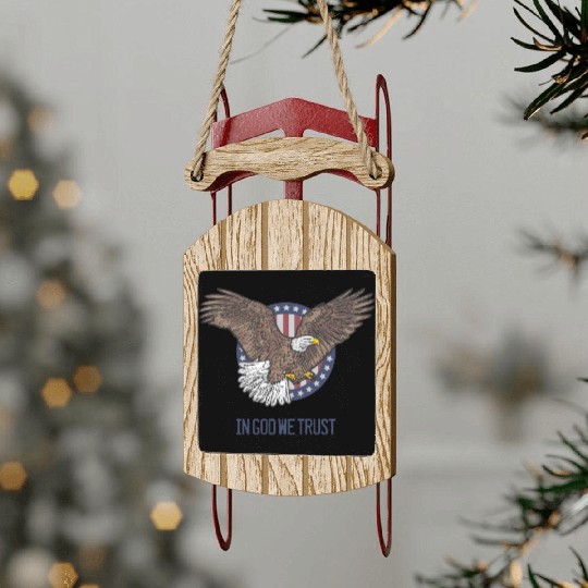 In God We Trust - Bald Eagle - Patriotic Sled Ornaments