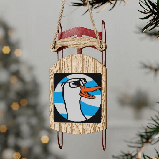 Logo Circle Sunglasses Goose Sled Ornaments