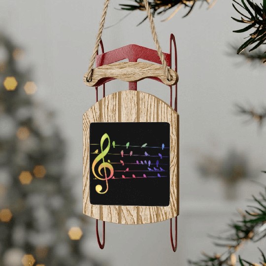 Colorful Birds Musical Notes Music Teacher Sled Ornaments