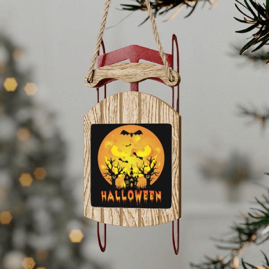 Halloween Scary Moon Face Sled Ornaments