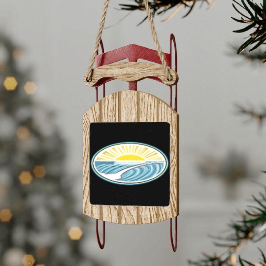 Surf Sunrise Oval Sled Ornaments