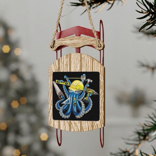 "Octo Builder" - Octopus contractor Sled Ornaments