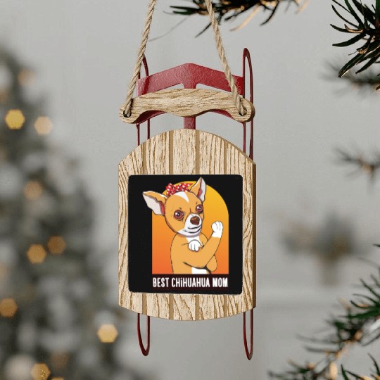 Retro Chihuahua Mom Dog Lover Gift Sled Ornaments