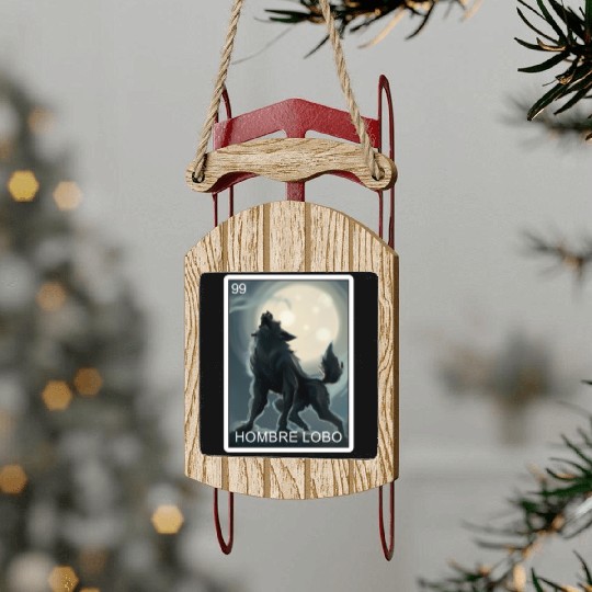 Hombre Lobo Werewolf Card Mexican Lottery Sled Ornaments