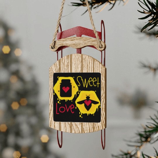 Sweet love yellow honey bee Sled Ornaments