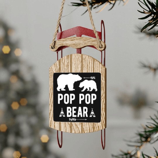 Pop Pop Bear Arrow Grandpa Bear Grandparents Sled Ornaments