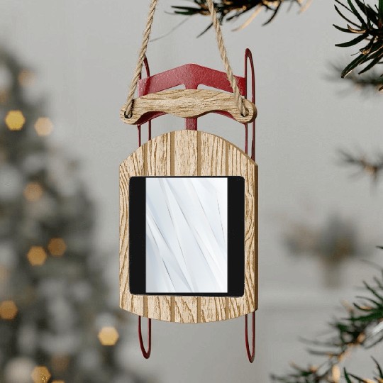 Luxury White Silver Stripes Sled Ornaments
