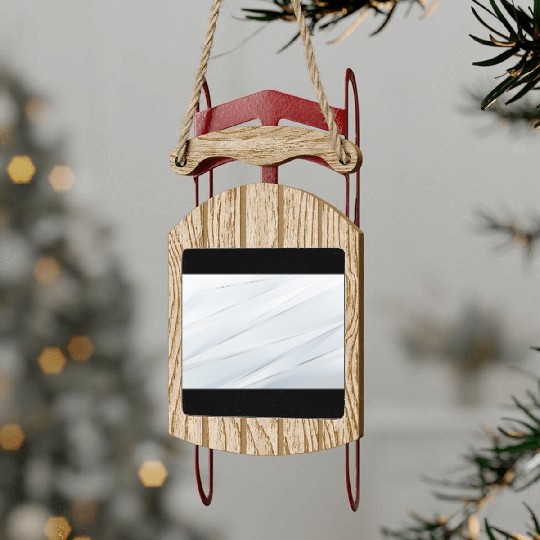 Luxury White Silver Stripes Sled Ornaments