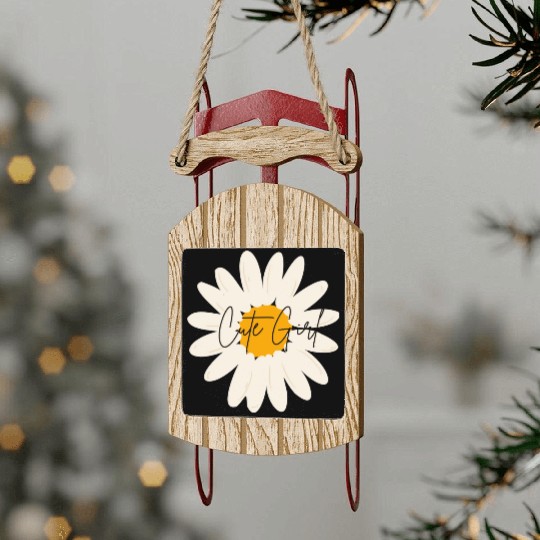 Cute Girl floral Sled Ornaments