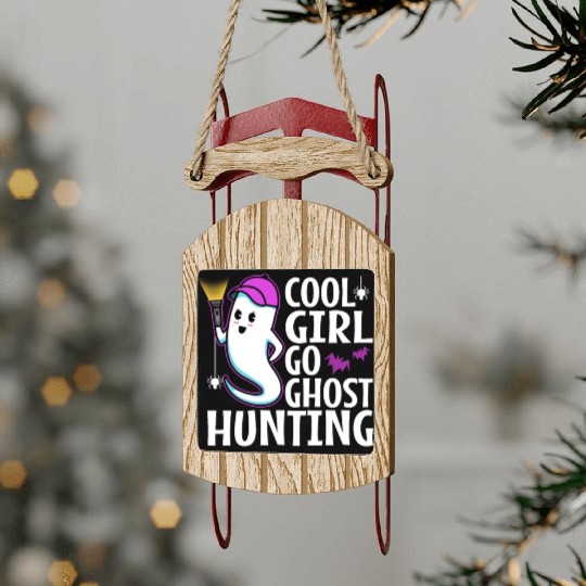 Cool girls go ghost hunting Sled Ornaments