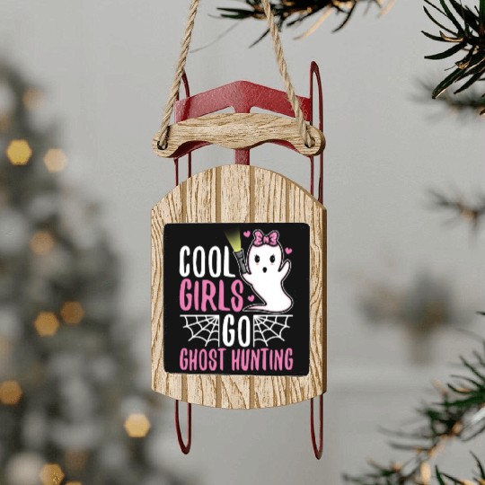 Cool girls go ghost hunting Sled Ornaments