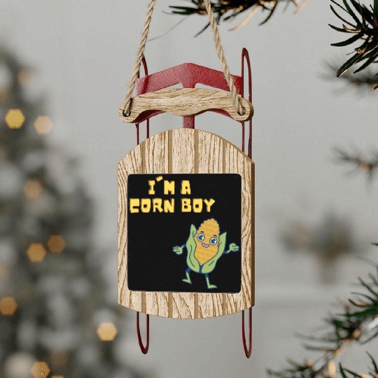 Corn Boy - Corntastic Design Corn Kid Sled Ornaments