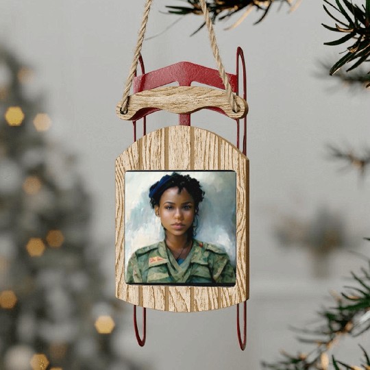Beautiful US army combat medic painting Sled Ornaments