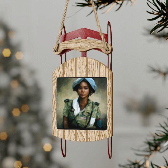 Beautiful US army combat medic painting Sled Ornaments