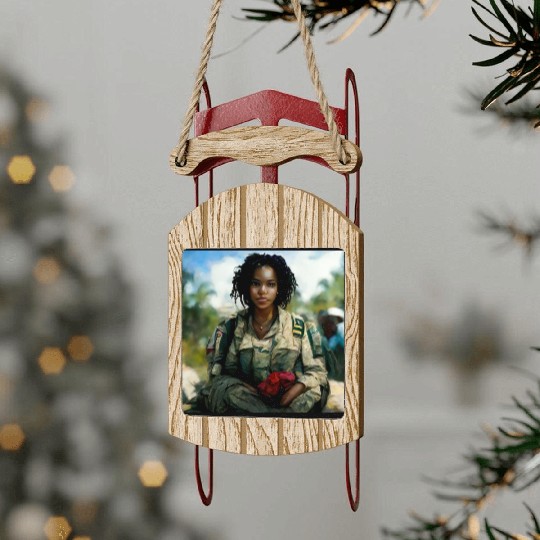 Beautiful US army combat medic painting Sled Ornaments