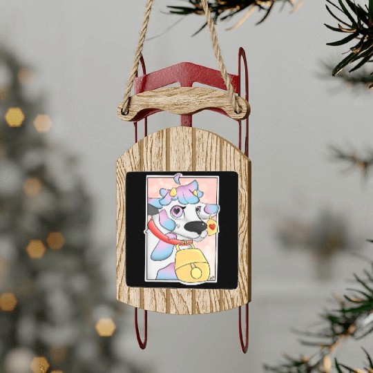 Cotton candy cow Sled Ornaments