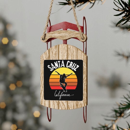 Old School Skater Santa Cruz California Sled Ornaments