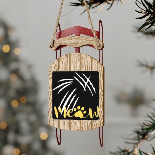 meow cat scratch Sled Ornaments